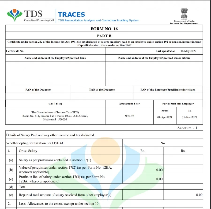 Download and Prepare at a time 100 Employees Form 16 Part B for F.Y.2023-24 in Excel